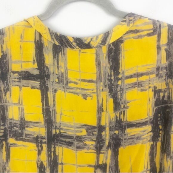 VERA WANG | Layered Detail Silk Blouse Yellow Sz 6 - Picture 9 of 10